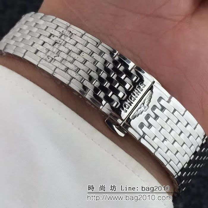 LONGINES浪琴 精鋼表殼 牛皮錶帶男士時尚腕表 WSS1876